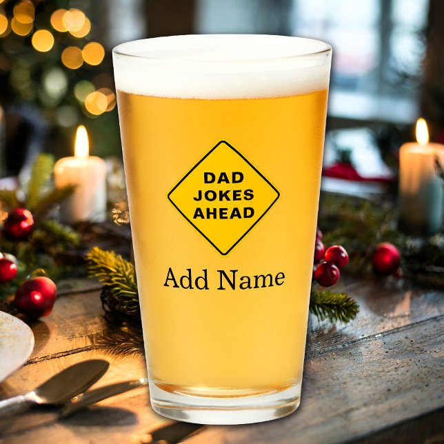 Dad Jokes Ahead Custom Name Text Personalised Glass (Creator Uploaded)