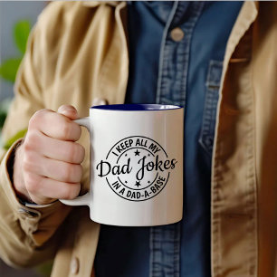 Dad Jokes, I Keep All My Dad Jokes in A Dad a Base Two-Tone Coffee Mug