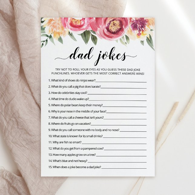 Dad Jokes with Answers Baby Shower game Card (Creator Uploaded)