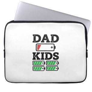 Dad Kids Battery Funny Vintage Vector Shirt Design Laptop Sleeve