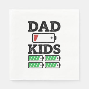 Dad Kids Battery Funny Vintage Vector Shirt Design Napkin