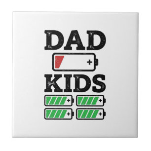 Dad Kids Battery Funny Vintage Vector Shirt Design Tile
