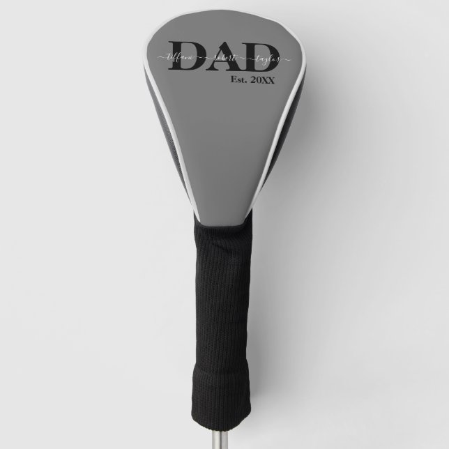 Dad Kids Names Established Script Typography Golf Head Cover (Front)