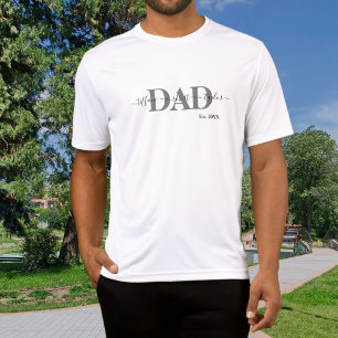 Dad Kids Names Established Script Typography T-Shirt
