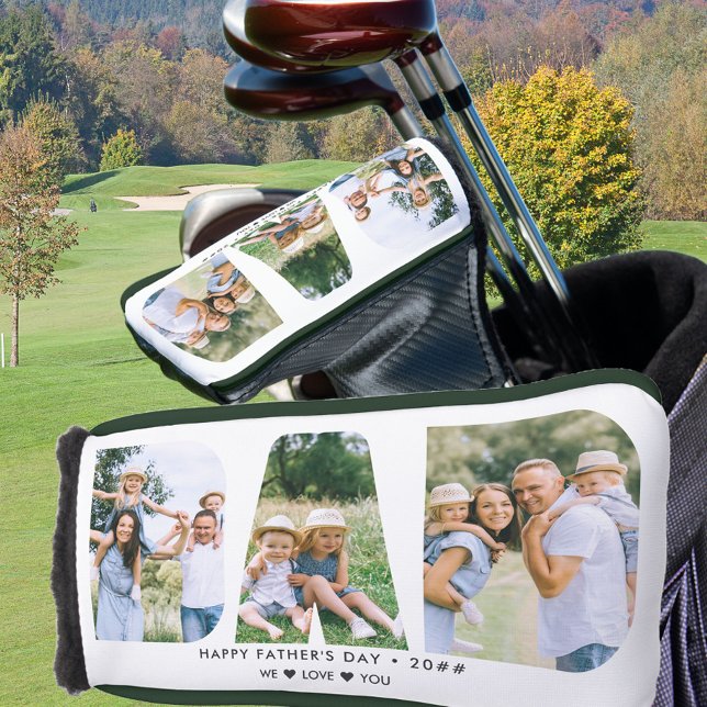 DAD Letter Cutout Photo Collage Custom Text Golf Head Cover (Creator Uploaded)