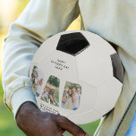 DAD Letter Cutout Photo Collage Custom Text Soccer Ball<br><div class="desc">Personalised soccer ball for DAD - perfect for father's day, birthday, new baby or just because! Upload 3 of your favourite photos which are automatically displayed in the shape of the word DAD. You can also edit all of the wording. If you have any problems getting your photos to look...</div>