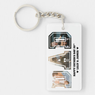 DAD Letter Cutout Photo Collage Father's Day Key Ring