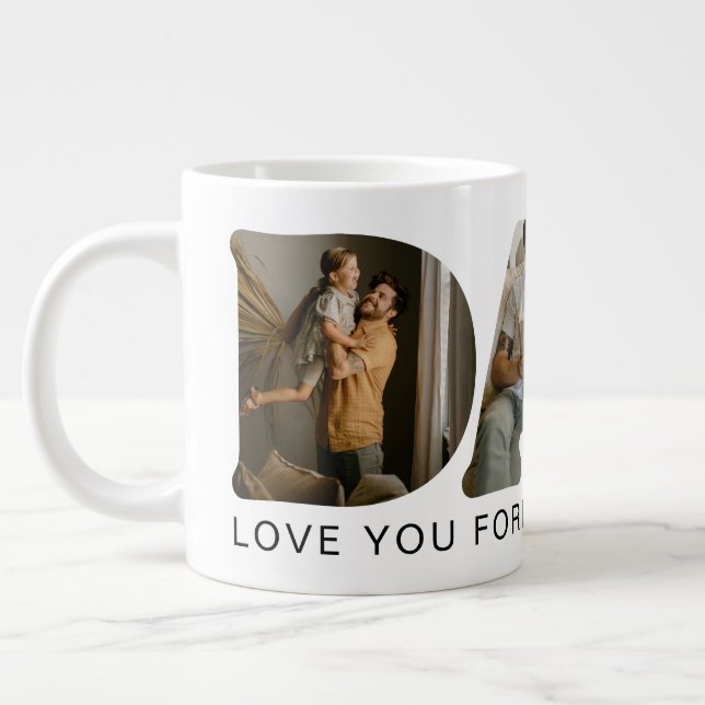 DAD Letter Photo Collage Large Coffee Mug (Left)