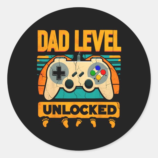 Dad Level Unlocked Father&# s Day New Dad  Classic Round Sticker (Front)
