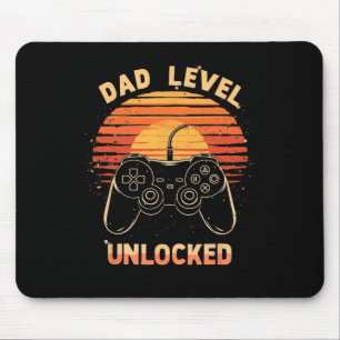 Dad Level Unlocked Funny Retro New Dad Gamer Mouse Pad