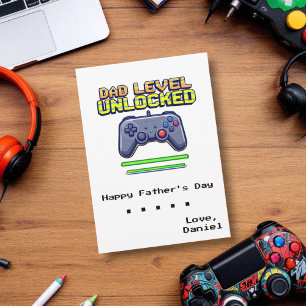 Dad Level Unlocked Gamer Dad First Father's Day Card