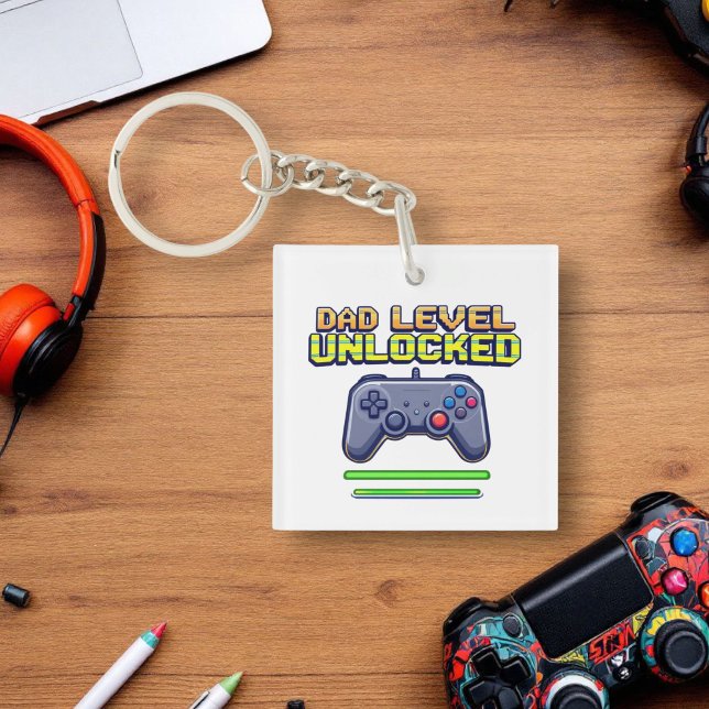 Dad Level Unlocked | Gamer Dad First Father's Day Key Ring (Creator Uploaded)
