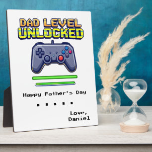 Dad Level Unlocked Gamer Dad First Father's Day Plaque