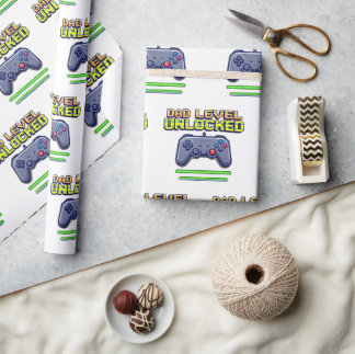 Dad Level Unlocked | Gamer Dad First Father's Day Wrapping Paper