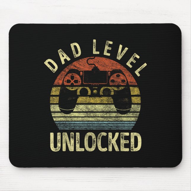 Dad Level Unlocked, Gaming Dad Video Gamer Dad, Fu Mouse Pad (Front)