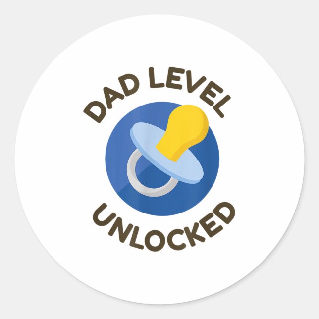 Dad Level Unlocked New Daddy Gifting Ideas  Classic Round Sticker (Front)