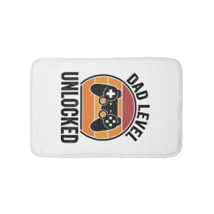 Dad Level Unlocked Vintage Gamer Shirt Design_1 Bath Mat