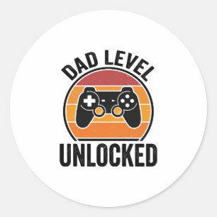 Dad Level Unlocked Vintage Gamer Shirt Design_1 Classic Round Sticker