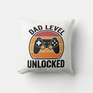 Dad Level Unlocked Vintage Gamer Shirt Design_1 Cushion