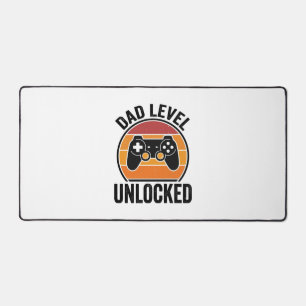 Dad Level Unlocked Vintage Gamer Shirt Design_1 Desk Mat
