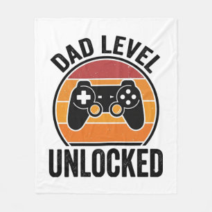 Dad Level Unlocked Vintage Gamer Shirt Design_1 Fleece Blanket