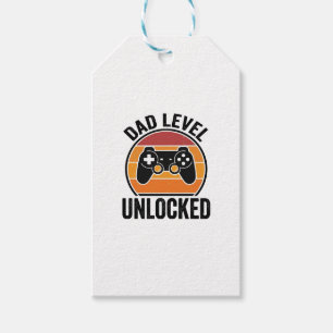 Dad Level Unlocked Vintage Gamer Shirt Design_1 Gift Tags