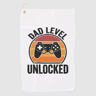 Dad Level Unlocked Vintage Gamer Shirt Design_1 Golf Towel