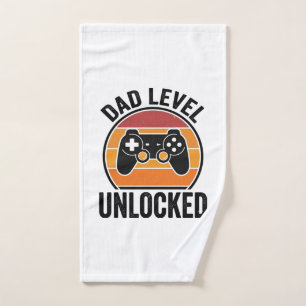 Dad Level Unlocked Vintage Gamer Shirt Design_1 Hand Towel