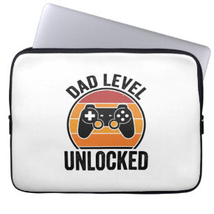 Dad Level Unlocked Vintage Gamer Shirt Design_1 Laptop Sleeve