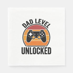 Dad Level Unlocked Vintage Gamer Shirt Design_1 Napkin