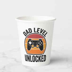 Dad Level Unlocked Vintage Gamer Shirt Design_1 Paper Cups