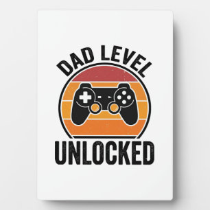 Dad Level Unlocked Vintage Gamer Shirt Design_1 Plaque