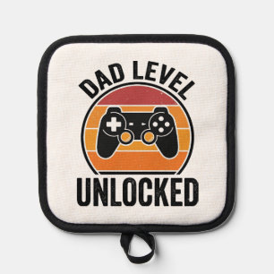 Dad Level Unlocked Vintage Gamer Shirt Design_1 Pot Holder