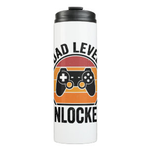 Dad Level Unlocked Vintage Gamer Shirt Design_1 Thermal Tumbler
