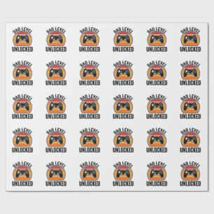 Dad Level Unlocked Vintage Gamer Shirt Design_1 Wrapping Paper