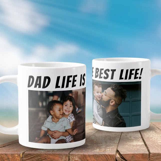 Dad Life is the Best Life 2 Photos Father Large Coffee Mug (Creator Uploaded)
