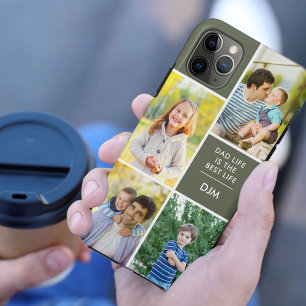 Dad Life is the Best Life 4 Photo Monogram Green Case-Mate iPhone Case