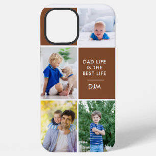 Dad Life is the Best Life Monogram 4 Photo Brown iPhone 12 Pro Max Case