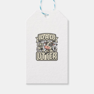 Dad Like No Udder Funny Cow Vintage Vector Design_ Gift Tags