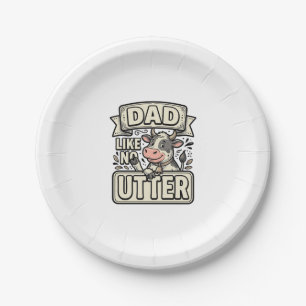 Dad Like No Udder Funny Cow Vintage Vector Design_ Paper Plate
