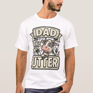 Dad Like No Udder Funny Cow Vintage Vector Design_ T-Shirt
