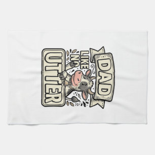 Dad Like No Udder Funny Cow Vintage Vector Design_ Tea Towel
