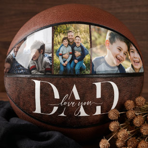 Dad Love You Leather Fathers Day Photo Collage Basketball
