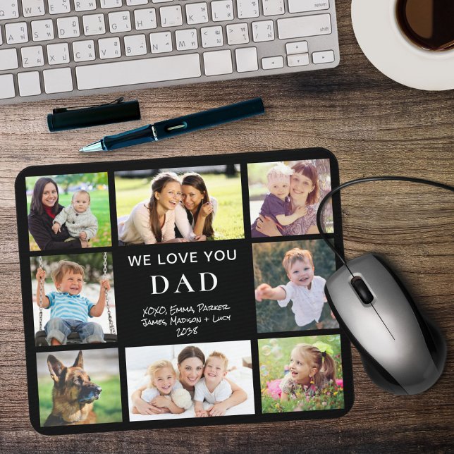 Dad Love You Photo Collage Black Mouse Pad (Creator Uploaded)