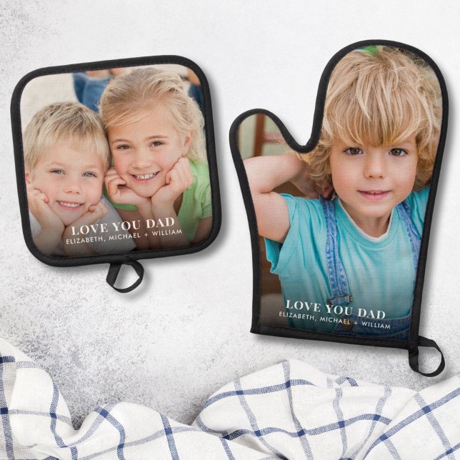 Dad Love You Photo Oven Mitt & Pot Holder Set (Creator Uploaded)