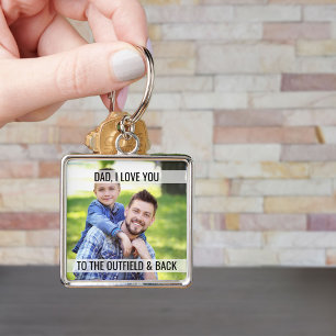 Dad Love You to the Outfield and Back Photo Key Ring