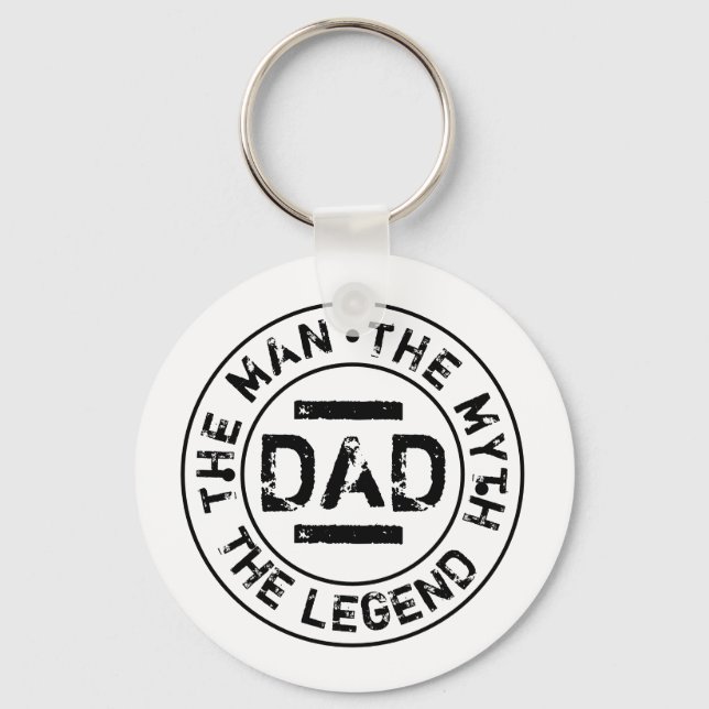 Dad Man Myth Legend Grunge Stamp Father's Day  Key Ring (Front)