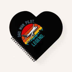 Dad Man Pilot Legend Sunset Design Pullover Gift Notebook