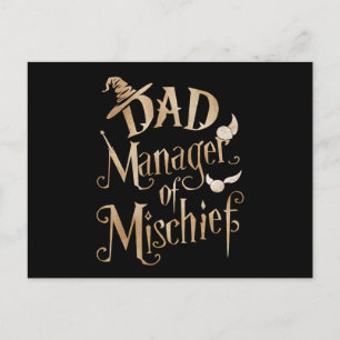 Dad Manager Of Mischief Magical Wizard Fathers Day Postcard