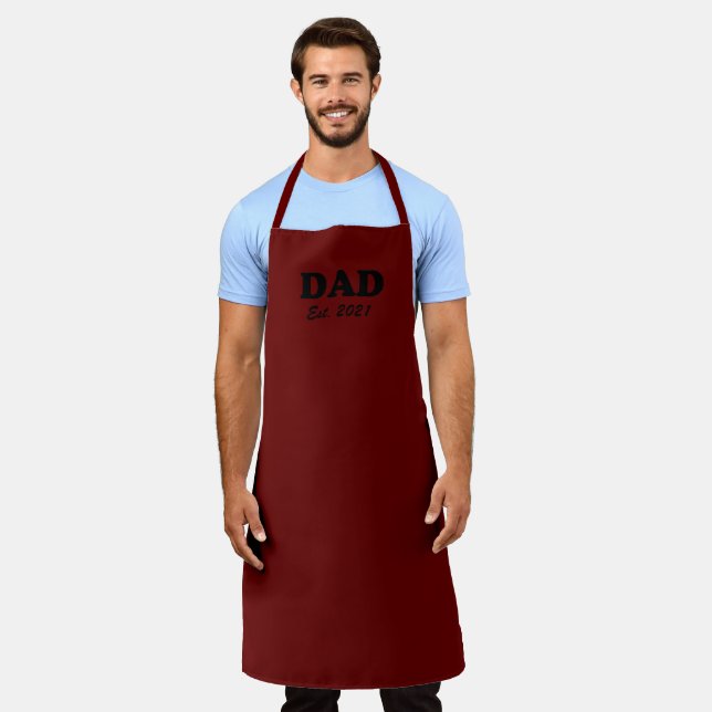 Dad maroon Custom Established date solid elegant Apron (Worn)
